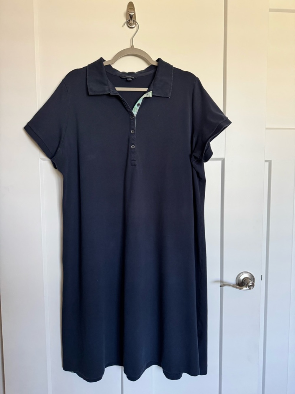 Lands' End Navy Blue Short Sleeve Pique Polo Dress Size 2X